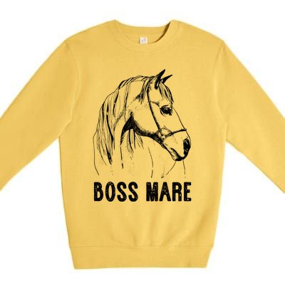 Boss Mare Horseback Riding Equestrians Horse Gift Premium Crewneck Sweatshirt