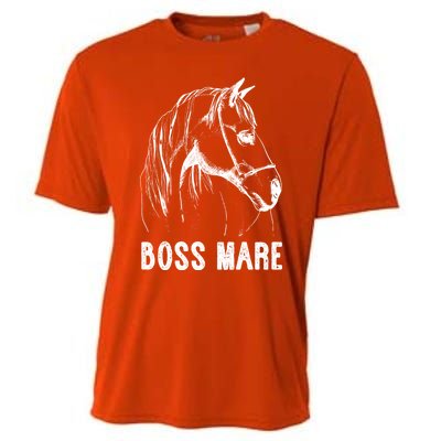 Boss Mare Horseback Riding Equestrians Horse Gift Cooling Performance Crew T-Shirt