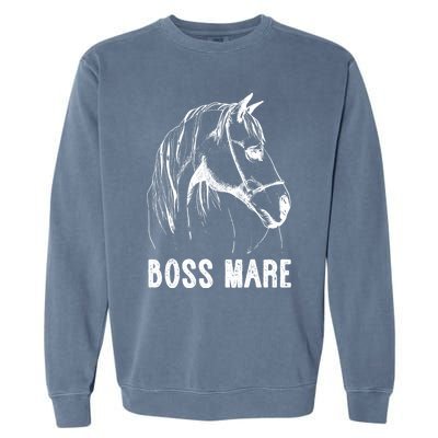 Boss Mare Horseback Riding Equestrians Horse Gift Garment-Dyed Sweatshirt