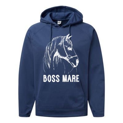 Boss Mare Horseback Riding Equestrians Horse Gift Performance Fleece Hoodie