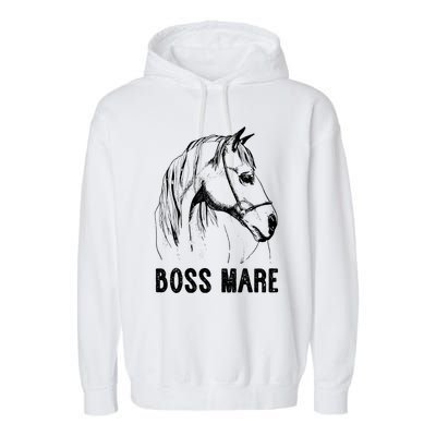 Boss Mare Horseback Riding Equestrians Horse Gift Garment-Dyed Fleece Hoodie