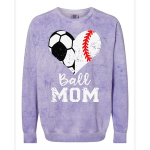 Ball Mom Heart Funny Baseball Soccer Mom Colorblast Crewneck Sweatshirt