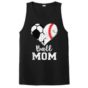 Ball Mom Heart Funny Baseball Soccer Mom PosiCharge Competitor Tank