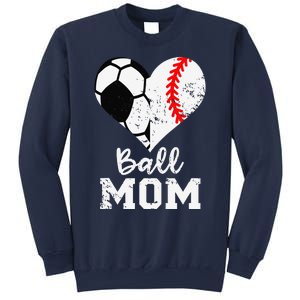 Ball Mom Heart Funny Baseball Soccer Mom Sweatshirt