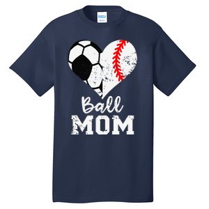 Ball Mom Heart Funny Baseball Soccer Mom Tall T-Shirt