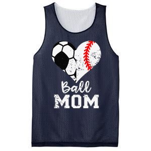 Ball Mom Heart Funny Baseball Soccer Mom Mesh Reversible Basketball Jersey Tank