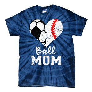 Ball Mom Heart Funny Baseball Soccer Mom Tie-Dye T-Shirt