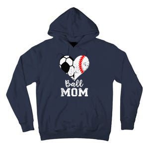 Ball Mom Heart Funny Baseball Soccer Mom Tall Hoodie