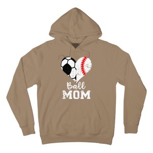 Ball Mom Heart Funny Baseball Soccer Mom Hoodie