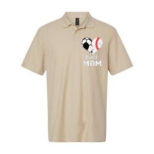 Ball Mom Heart Funny Baseball Soccer Mom Softstyle Adult Sport Polo