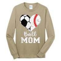 Ball Mom Heart Funny Baseball Soccer Mom Tall Long Sleeve T-Shirt