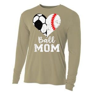 Ball Mom Heart Funny Baseball Soccer Mom Cooling Performance Long Sleeve Crew