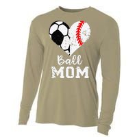 Ball Mom Heart Funny Baseball Soccer Mom Cooling Performance Long Sleeve Crew