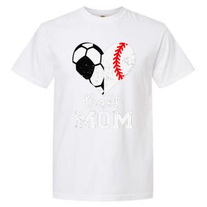 Ball Mom Heart Funny Baseball Soccer Mom Garment-Dyed Heavyweight T-Shirt