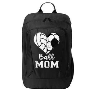 Ball Mom Heart Funny Soccer Volleyball Mom City Backpack