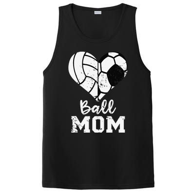 Ball Mom Heart Funny Soccer Volleyball Mom PosiCharge Competitor Tank