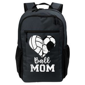 Ball Mom Heart Funny Soccer Volleyball Mom Daily Commute Backpack