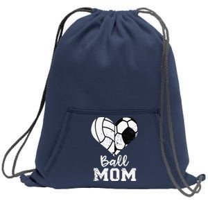 Ball Mom Heart Funny Soccer Volleyball Mom Sweatshirt Cinch Pack Bag