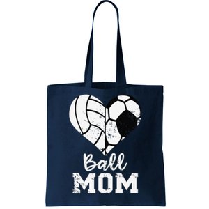 Ball Mom Heart Funny Soccer Volleyball Mom Tote Bag