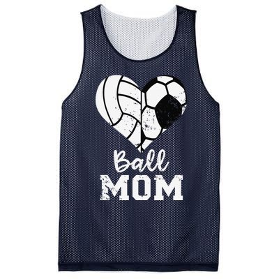 Ball Mom Heart Funny Soccer Volleyball Mom Mesh Reversible Basketball Jersey Tank