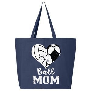 Ball Mom Heart Funny Soccer Volleyball Mom 25L Jumbo Tote