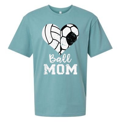 Ball Mom Heart Funny Soccer Volleyball Mom Sueded Cloud Jersey T-Shirt