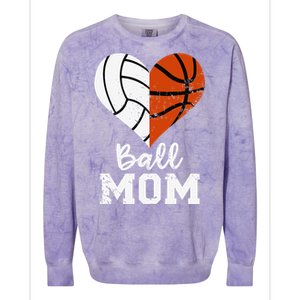 Ball Mom Heart Funny Volleyball Basketball Mom Colorblast Crewneck Sweatshirt