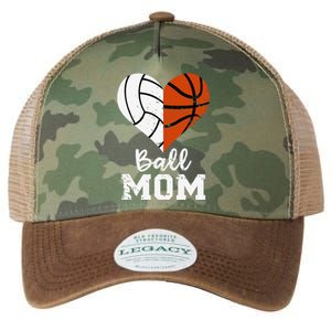 Ball Mom Heart Funny Volleyball Basketball Mom Legacy Tie Dye Trucker Hat