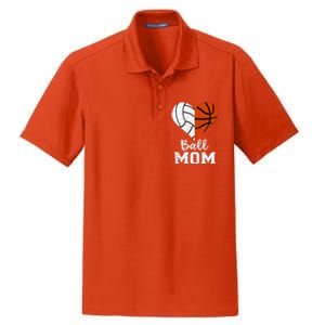 Ball Mom Heart Funny Volleyball Basketball Mom Dry Zone Grid Polo