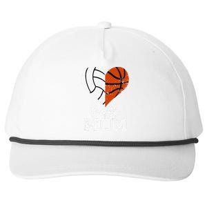 Ball Mom Heart Funny Volleyball Basketball Mom Snapback Five-Panel Rope Hat