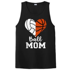 Ball Mom Heart Funny Volleyball Basketball Mom PosiCharge Competitor Tank