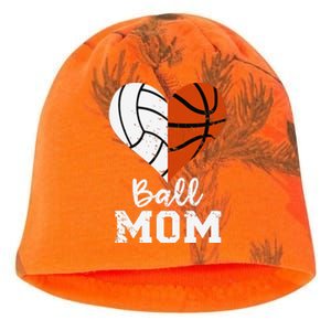 Ball Mom Heart Funny Volleyball Basketball Mom Kati - Camo Knit Beanie