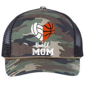 Ball Mom Heart Funny Volleyball Basketball Mom Retro Rope Trucker Hat Cap