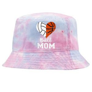 Ball Mom Heart Funny Volleyball Basketball Mom Tie-Dyed Bucket Hat