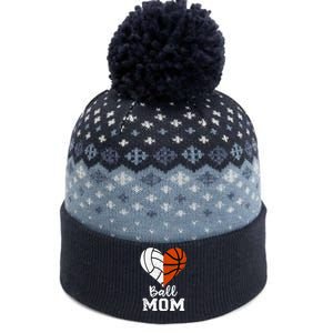 Ball Mom Heart Funny Volleyball Basketball Mom The Baniff Cuffed Pom Beanie