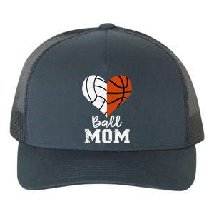 Ball Mom Heart Funny Volleyball Basketball Mom Yupoong Adult 5-Panel Trucker Hat