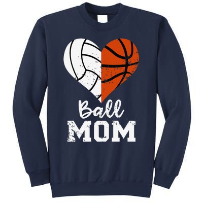 Ball Mom Heart Funny Volleyball Basketball Mom Sweatshirt