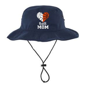 Ball Mom Heart Funny Volleyball Basketball Mom Legacy Cool Fit Booney Bucket Hat