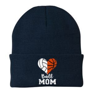 Ball Mom Heart Funny Volleyball Basketball Mom Knit Cap Winter Beanie