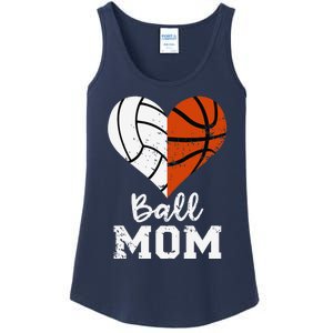 Ball Mom Heart Funny Volleyball Basketball Mom Ladies Essential Tank