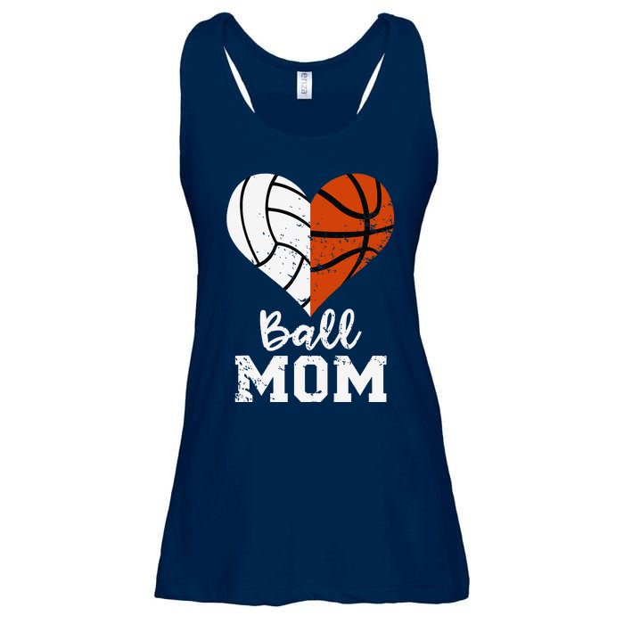 Ball Mom Heart Funny Volleyball Basketball Mom Ladies Essential Flowy Tank