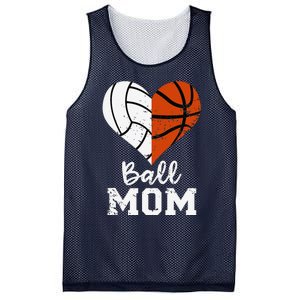 Ball Mom Heart Funny Volleyball Basketball Mom Mesh Reversible Basketball Jersey Tank