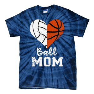 Ball Mom Heart Funny Volleyball Basketball Mom Tie-Dye T-Shirt