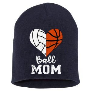 Ball Mom Heart Funny Volleyball Basketball Mom Short Acrylic Beanie