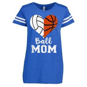 Ball Mom Heart Funny Volleyball Basketball Mom Enza Ladies Jersey Football T-Shirt