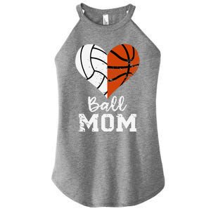 Ball Mom Heart Funny Volleyball Basketball Mom Women's Perfect Tri Rocker Tank