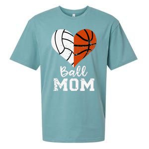 Ball Mom Heart Funny Volleyball Basketball Mom Sueded Cloud Jersey T-Shirt