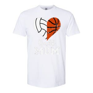 Ball Mom Heart Funny Volleyball Basketball Mom Softstyle CVC T-Shirt