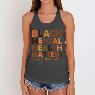 Black Mental Health All Year Round Matters Melanin SelfLove Women's Knotted Racerback Tank