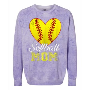 Ball Mom Heart Baseball Softball Mama Mothers Day 2024 Colorblast Crewneck Sweatshirt